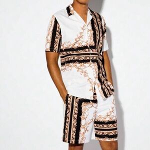 2pc men 2xl baroque design shirt and shorts